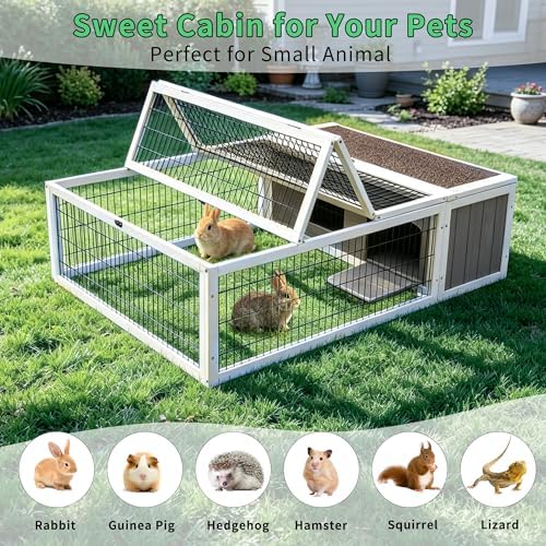 Wooden Rabbit Cage Outdoor Indoor, Bunny Cage Guinea Pig Cages Enclosure