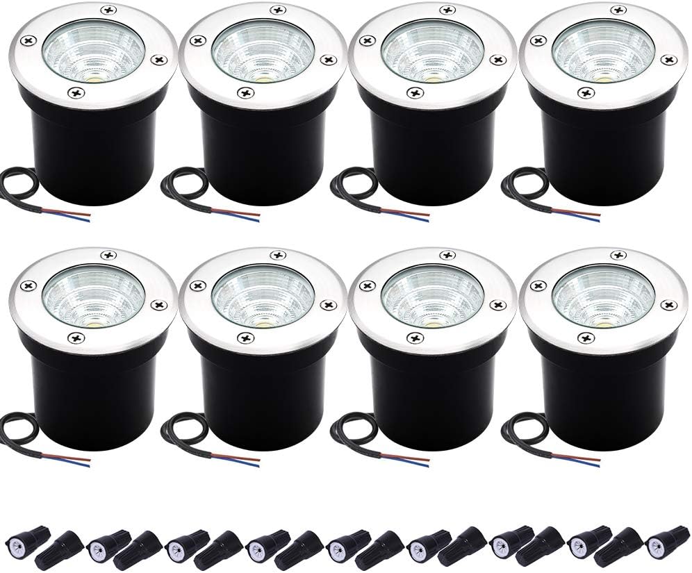 Well Lights Landscape Lighting, Low Voltage Outdoor In Ground Landscape Lights, 5W 12V-24V Waterproof Warm White 3000K Deck Light for Garden, Pathway