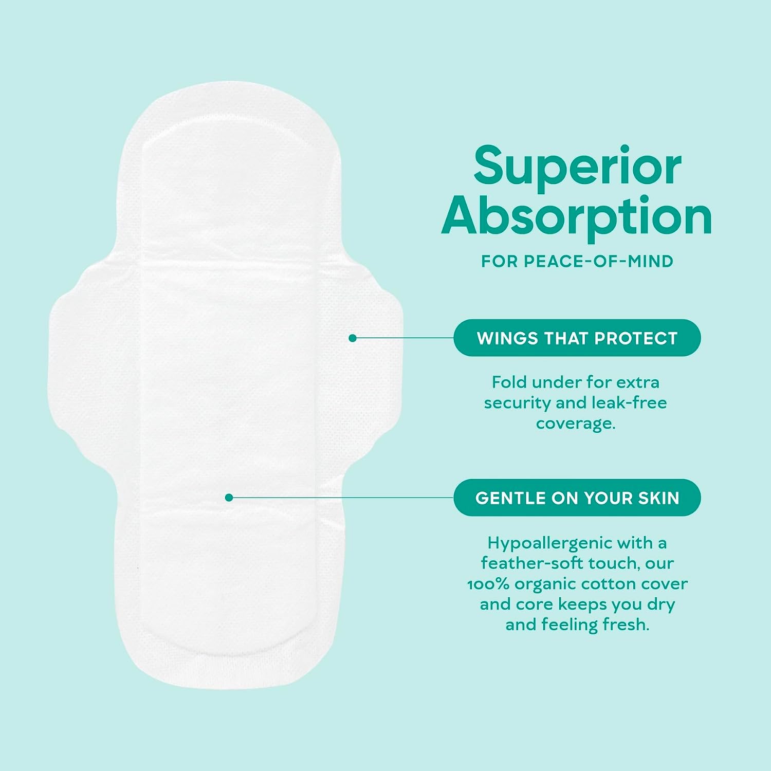 Oi | Organic Initiative - Ultra Thin Pads with Wings, 20 Count (10 Regular/10 Super) | 100% Certified Organic Cotton Pads, Unscented | Leak Free, Biodegradable Thin Pads for Women | Non-GMO, Non Toxic