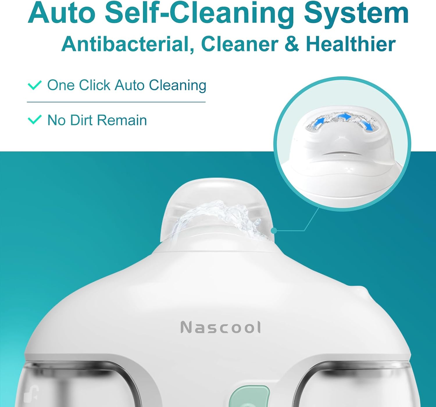 Nascool Electric Nasal Irrigation System with 50 Salt Packets Nose Cleaner | 2 Modes Sinus Rinse Machine with Self-Cleaning Cap, Rotatable Nozzle Base