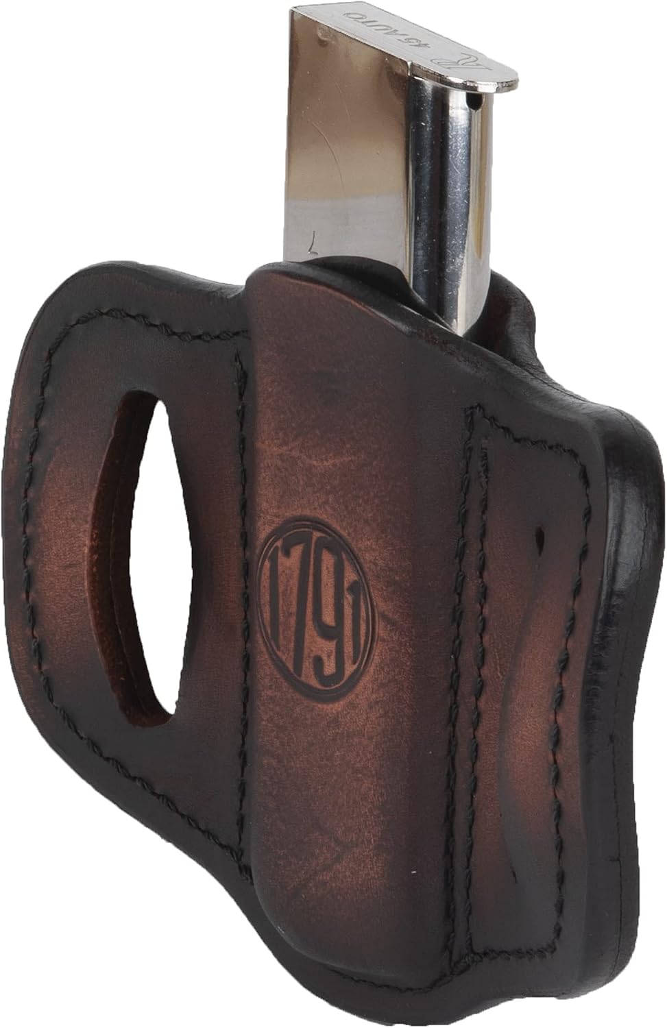 1791 Gunleather Magazine Pouch, OWB Single Stack 45 Leather Mag Holster | Leather magazine holder carries single stack 45 or 1911 mag securely, handcrafted with 100% American steerhide leather