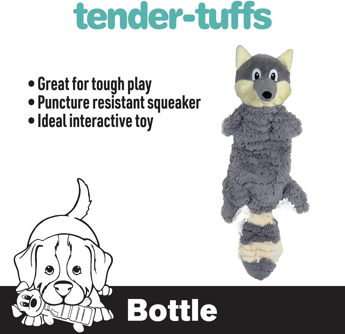 SmartPetLove Snuggle Puppy Tender Tuffs - Water Bottle Cruncher with Puncture Resistant Squeaker - Pig Bottle Cover Dog Toy