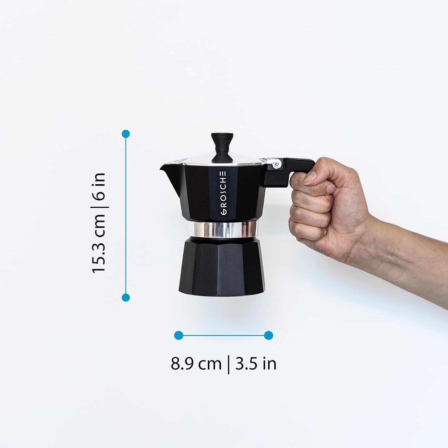GROSCHE Milano Moka Pot | 9 Espresso Cup - 15.2 oz | Stovetop Espresso Percolator & Coffee Maker – Portable, Ideal for Home and Camping | Cuban Coffee Maker And Italian Moka Pot For Stovetop Espresso; For Gas, Electric, And Propane Stoves With A Soft-Tou…