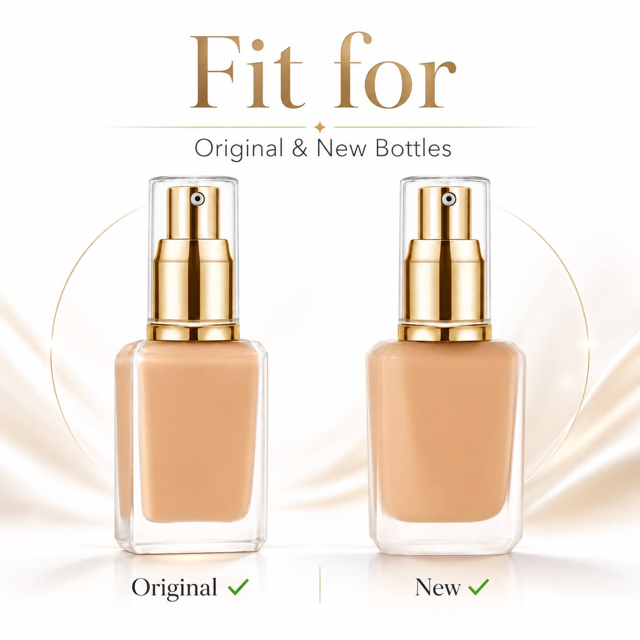 Chris.W 2Pack Foundation Pump Fit for Estee Lauder Double Wear Foundation | DW Replacement Pump Dispenser, for New and Original Bottles, Gold