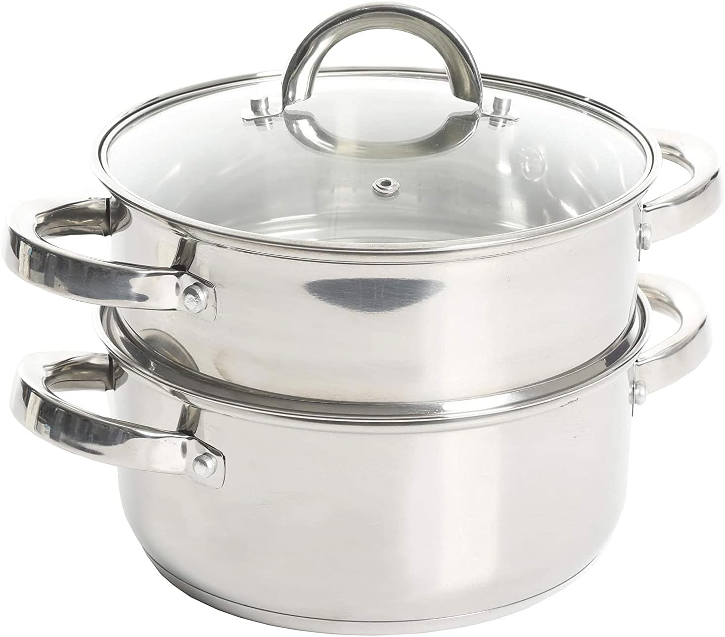 Oster Dutch Oven with Steamer Basket 3-Quart - Sangerfield Stainless Steel, Stovetop Steamer for Vegetables, Rice & Tamales, Dishwasher Safe