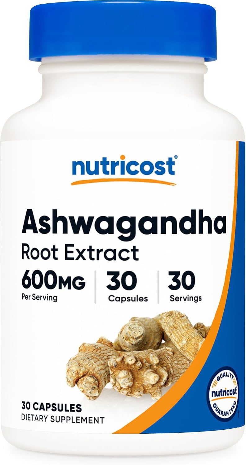 Nutricost Ashwagandha Herbal Supplement 600mg, 120 Capsules, Gluten-Free | Vegetarian, GMO-Free, Ashwagandha Root