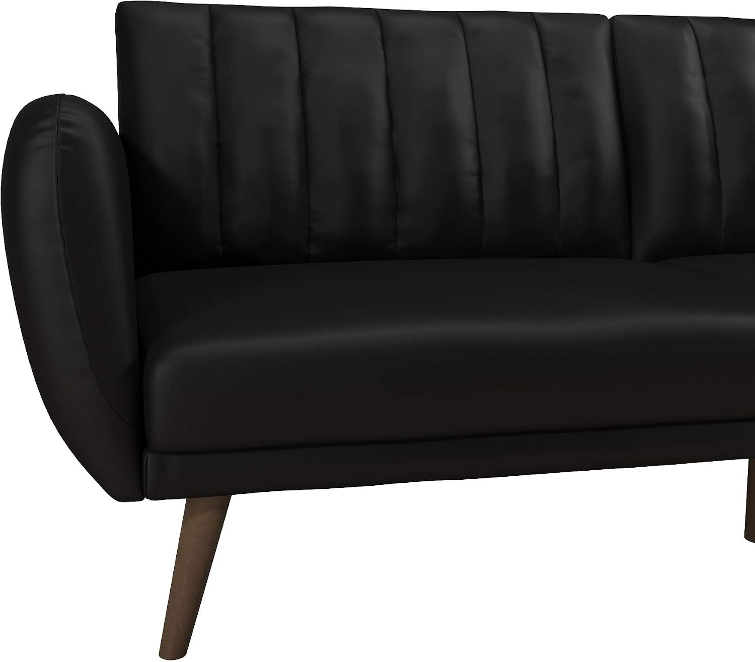 Novogratz Brittany Futon Sofa Bed and Couch Sleeper, Camel Faux Leather