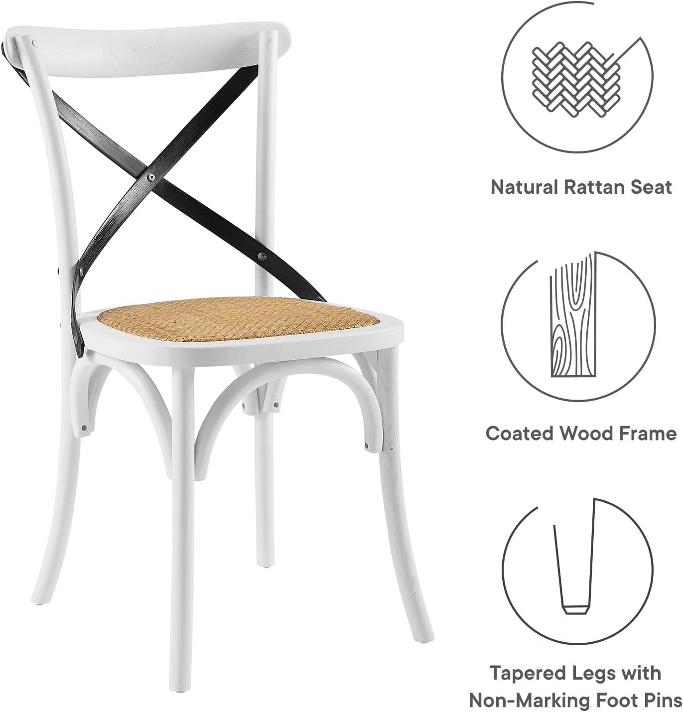 Modway Gear Rustic Modern Farmhouse Elm Wood Rattan Dining Chair in Gray