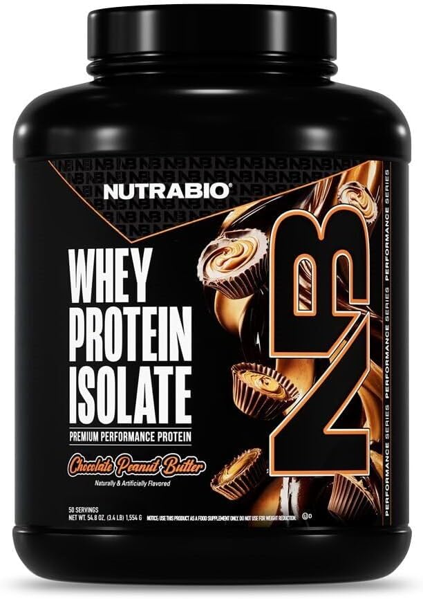 NutraBio 100% Whey Protein Isolate Protein Powder, 25g Protein with Complete Amino Acid Profile, Non-GMO, Soy & Gluten Free, Low Carb, Low Calorie Whey Protein Powder, Raw Unflavored, 20 Servings