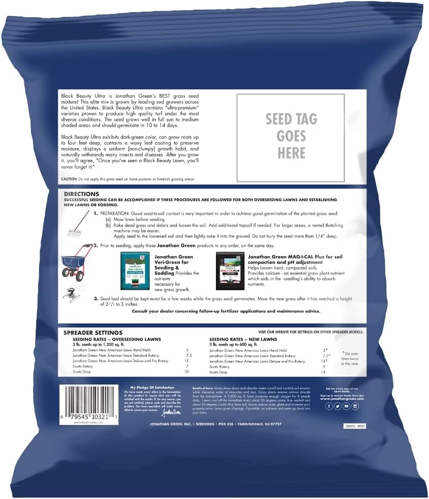 Jonathan Green (10323) Black Beauty Ultra Grass Seed - Cool Season Lawn Seed (25 lb)