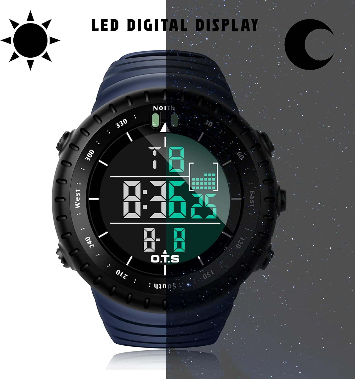PALADA Men's Digital Sports Watch Waterproof Tactical Watch with LED Backlight Watches for Men