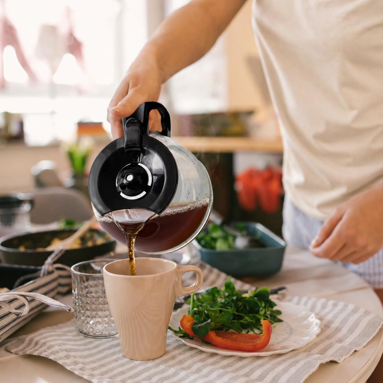 Mixpresso 5 Cup Drip Coffee Maker, Coffee Pot with Reusable Filter, Black | Glass Carafe Coffee Machine with Auto-Off, Anti-Drip, Water Window and Easy On/Off Switch for Convenient Everyday Brewing