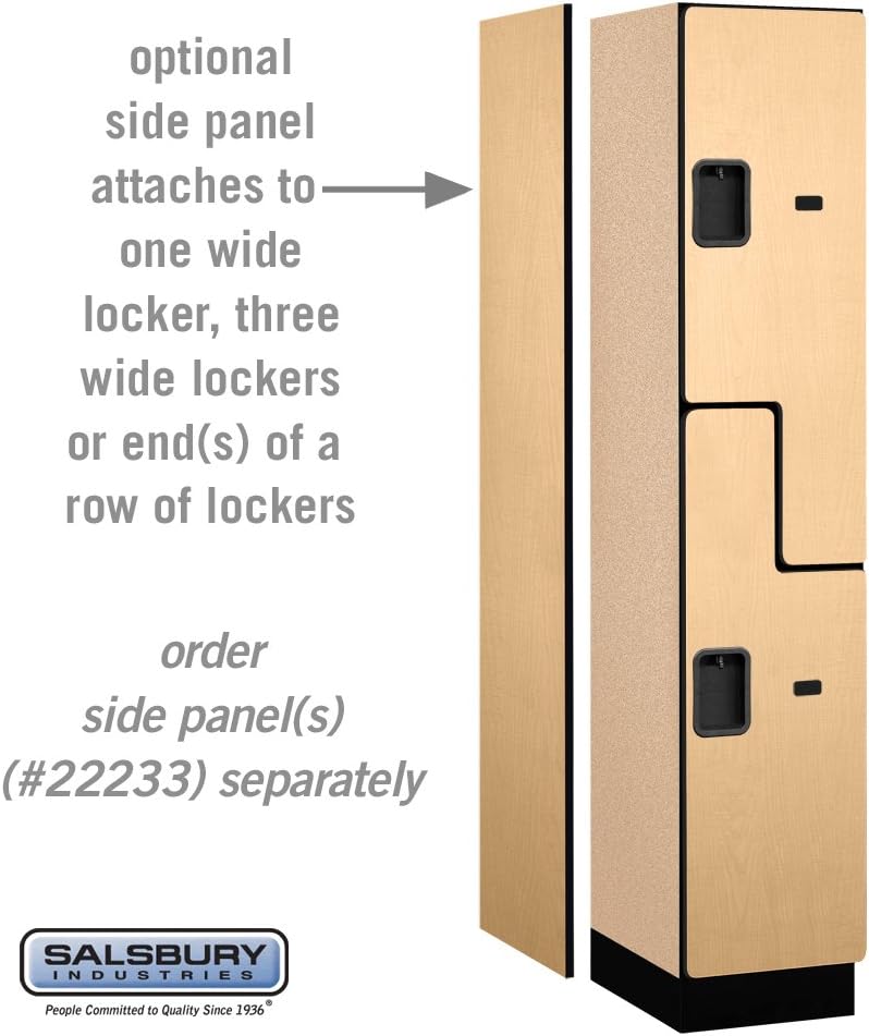 Salsbury Industries 2-Tier S-Style Extra Wide Designer Wood Locker with One Wide Storage Unit, 6-Feet High by 18-Inch Deep, Mahogany