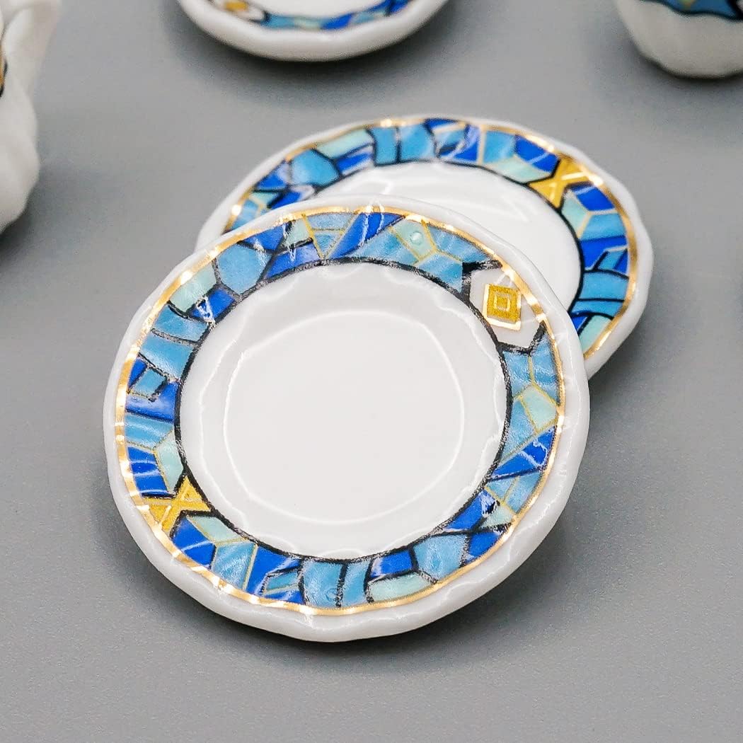 Odoria 1/12 Miniature Porcelain Tea Set 15Pcs Dollhouse Decoration Accessories, Grapes