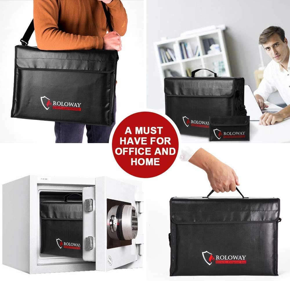 Large (17 x 12 x 5.8 inches) Fireproof Bag, Water Resistant Fireproof Document Bag Safe for Money, Documents and Valuables Storage