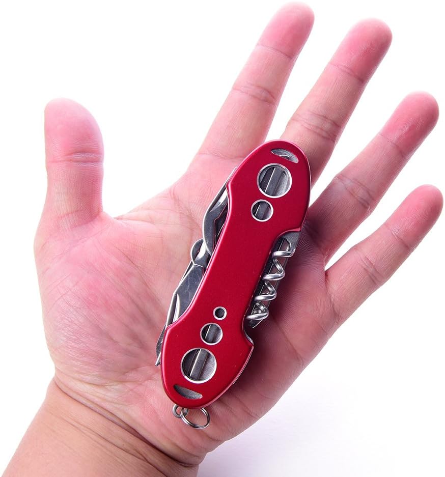 2 PCS Pack Stainless Steel Swiss Style Army Pocket Knife Multitools 12-in-1 Multi Function with Opener Screwdrivers Saw Scissors