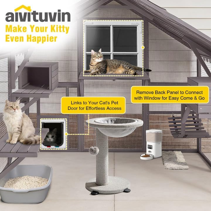 Aivituvin Extra Large Window Catio 5-Level Outdoor Cat Enclosure with Cover