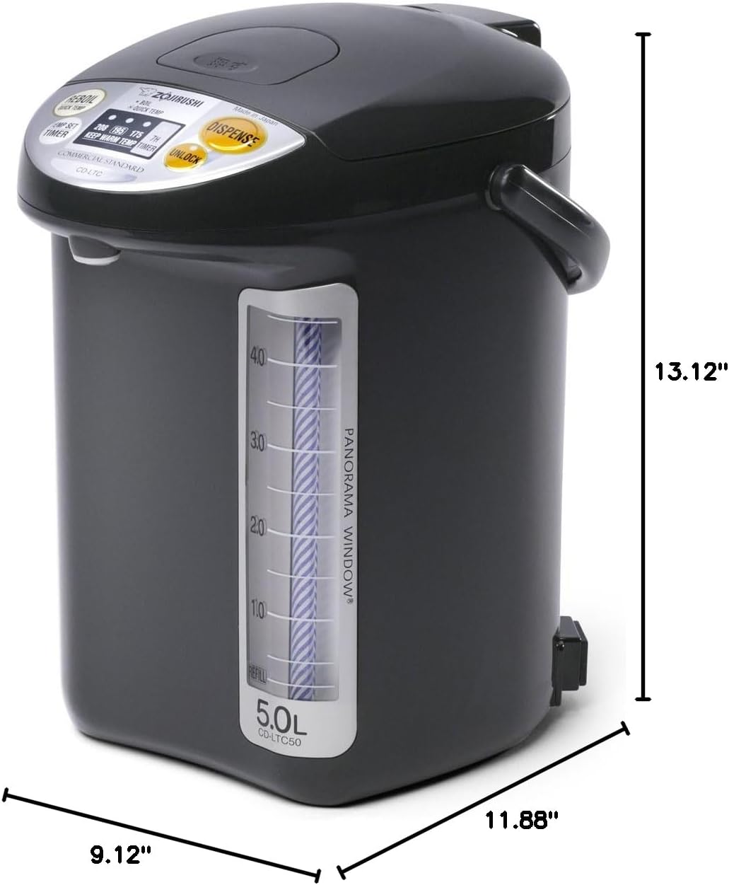 Zojirushi CD-LTC50 Commercial Water Boiler and Warmer (169 oz, Black) | Large-capacity dispensing for offices, hospitality and service areas