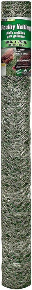 YARDGARD 2 Inch Poultry Netting, Chicken Wire Fence, 20 Gauge Galvanized Steel, Rabbit Fencing, Bird Enclosures, Garden Protection and Plant Support, 48 Inches x 150 Feet