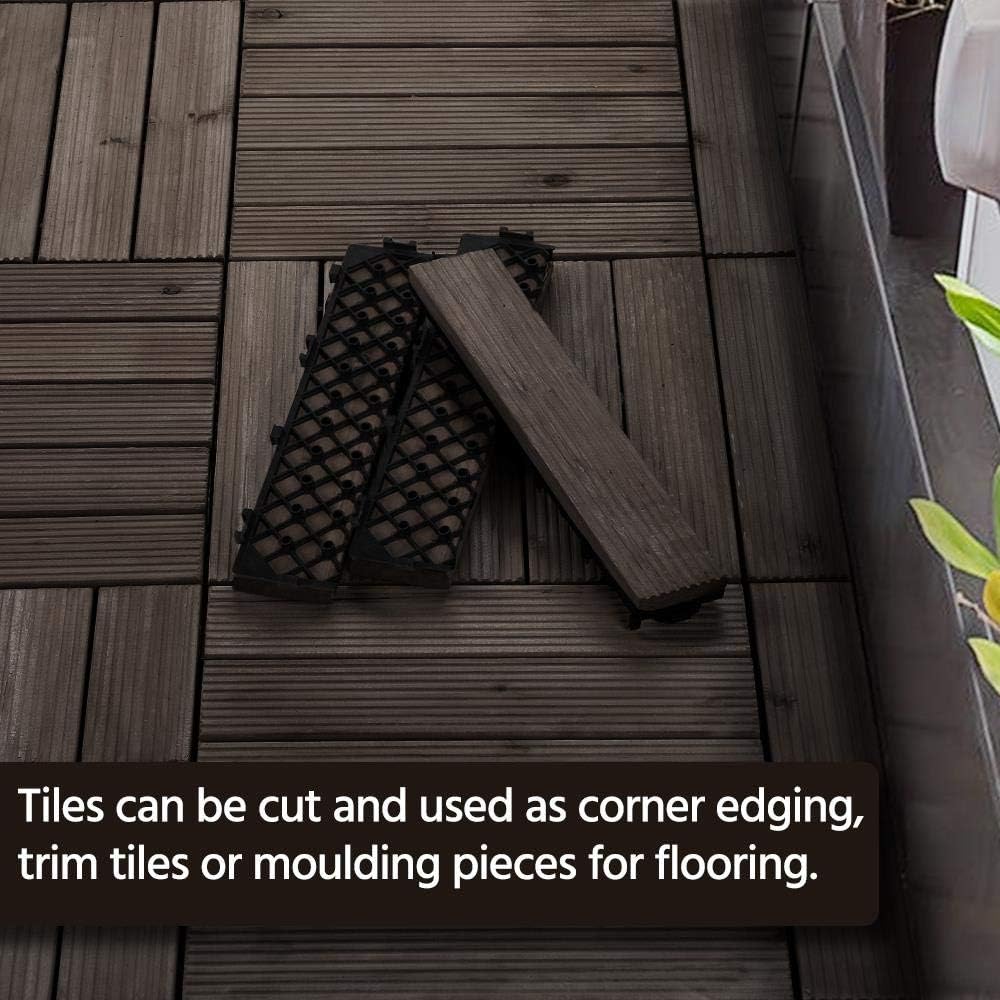 Topeakmart 27PCS Interlocking Deck Tiles 12x12 Patio Flooring, Brown