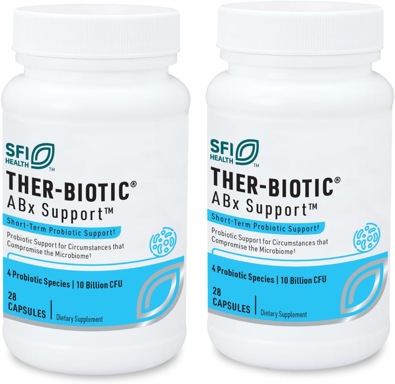 Klaire Labs SFI Health ABX Support Probiotic - 10 Billion CFU Supplement for Support During Antibiotic Therapy, Hypoallergenic & Non-Dairy (28 Capsules) | 10 Billion CFU Supplement for Support During Antibiotic Therapy, Hypoallergenic & Non-Dairy