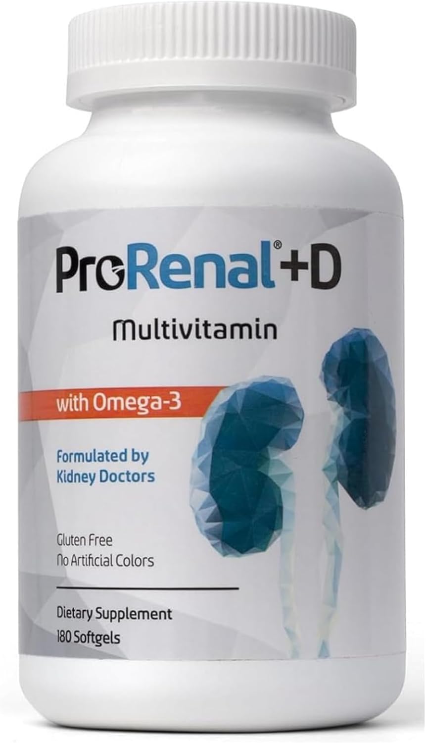 ProRenal+D with Omega-3 Fish Oil Kidney Multivitamin 180 Softgels 90-Days