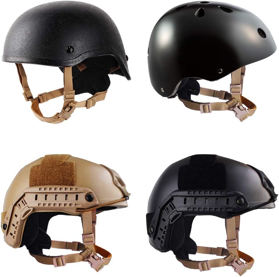 Helmet Chin Strap 4 Points for Tactical Fast/MICH/IBH Kevlar Bump Helmets Helmet Scrim, X-Nape Suspension System with Bolts and Screws Tan