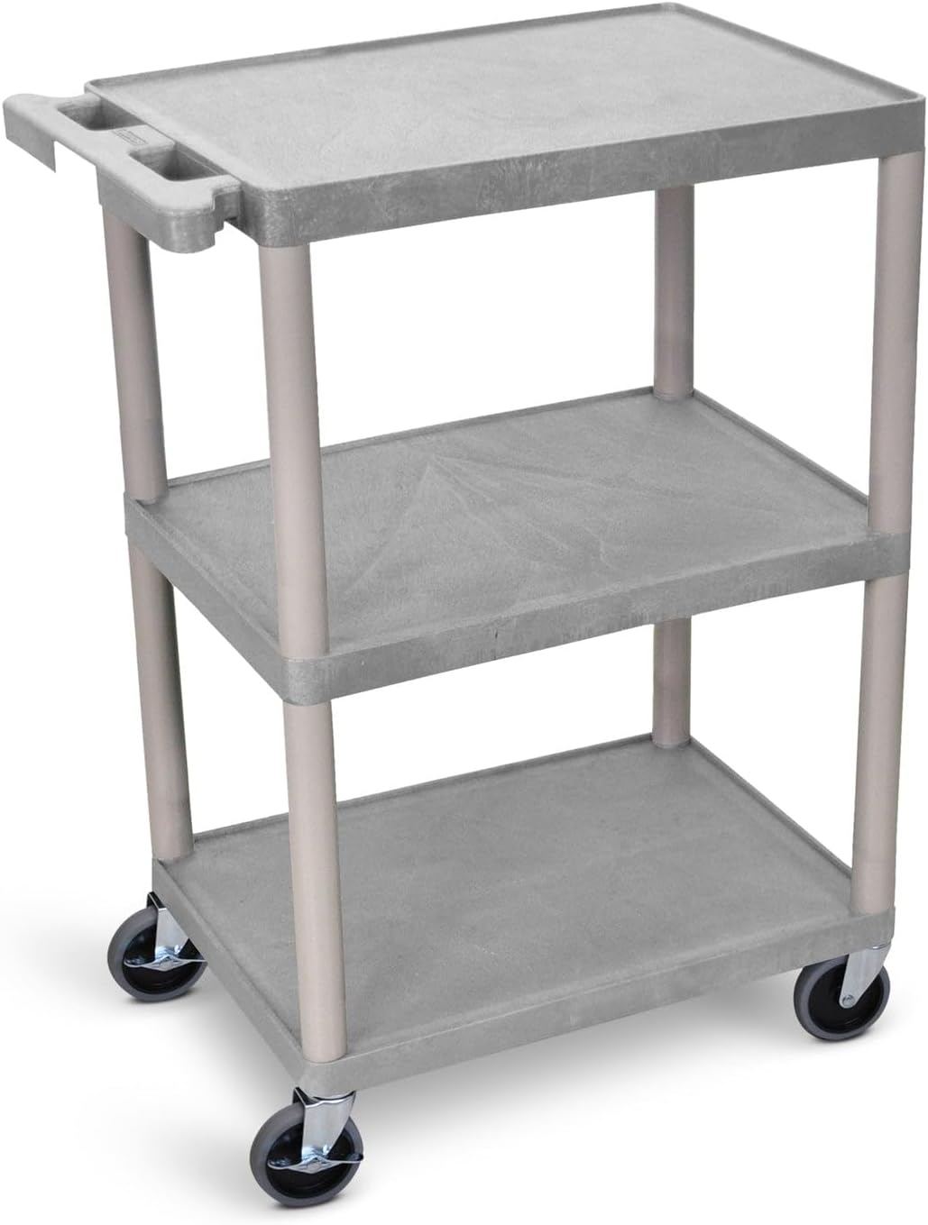Luxor Multipurpose Storage Utility Cart 3 Shelves Structural Foam Plastic - Red
