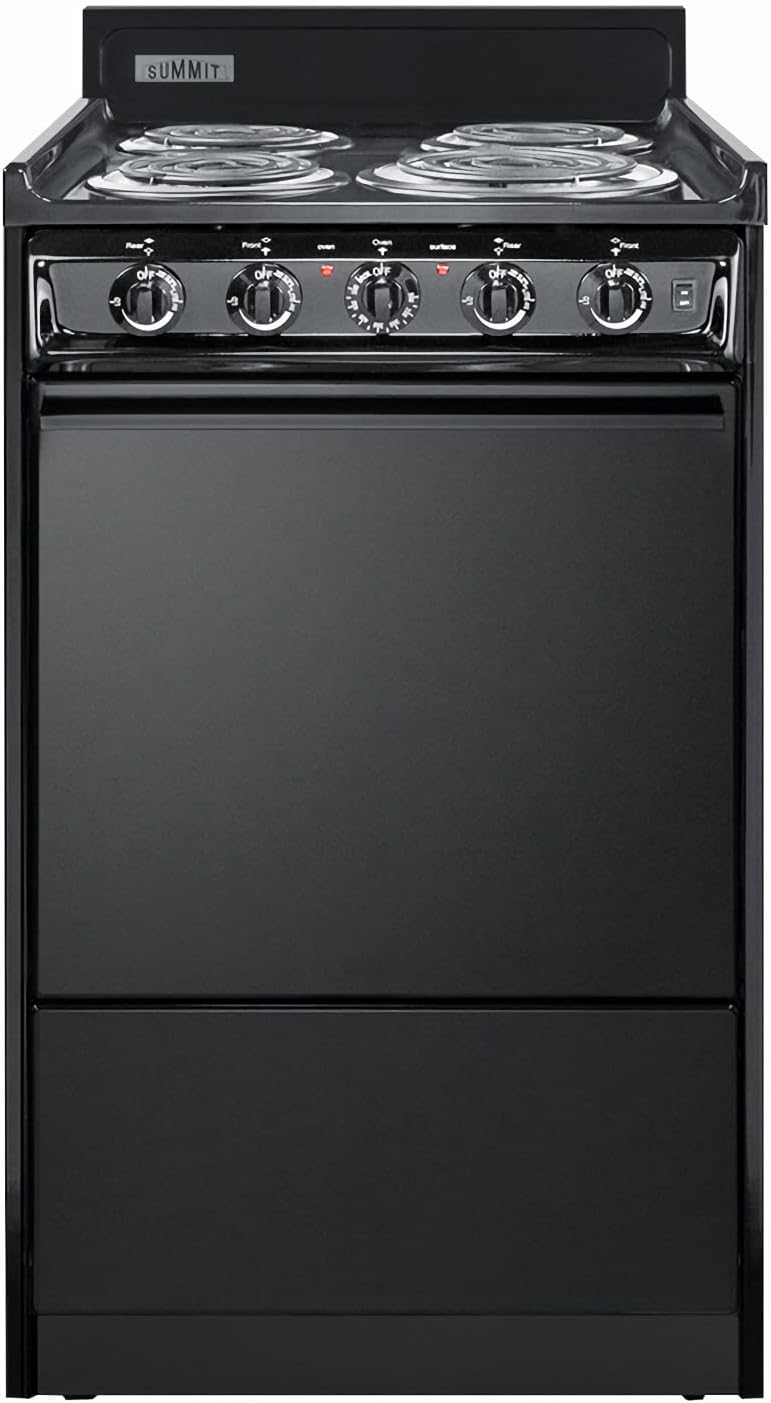 Summit 20" 4 Burner Electric Range, Black - TEM110C