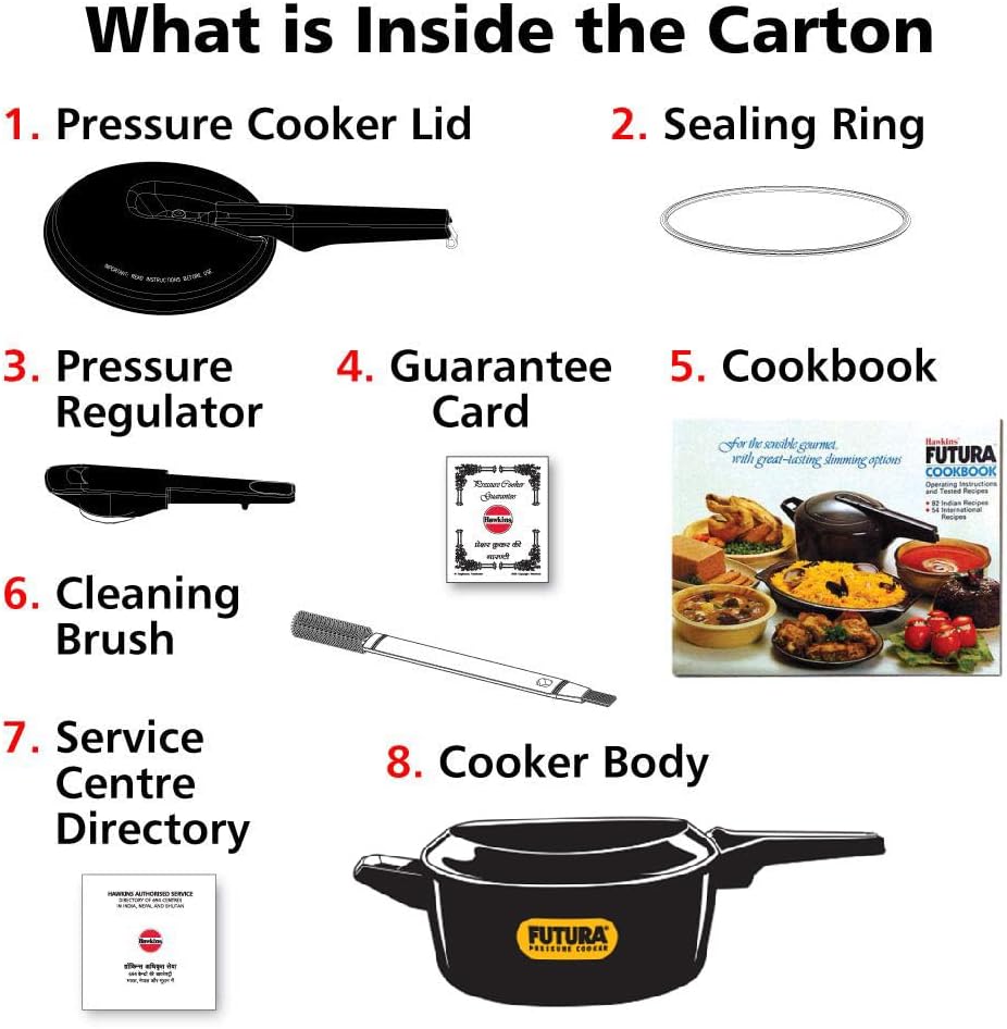 Hawkins Futura 5 Litre Pressure Cooker, Hard Anodised Inner Lid Pressure Cooker, Pan Cooker, Black (FP50)
