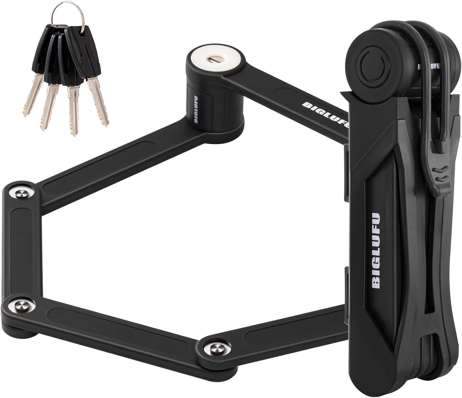 Bike Lock Bicycle Scooter Motorcycle Folding Locks with 4Keys, Fold Chain Heavy Duty Alloy Steel Foldable Lock with Mounting Bracket 2pc Straps