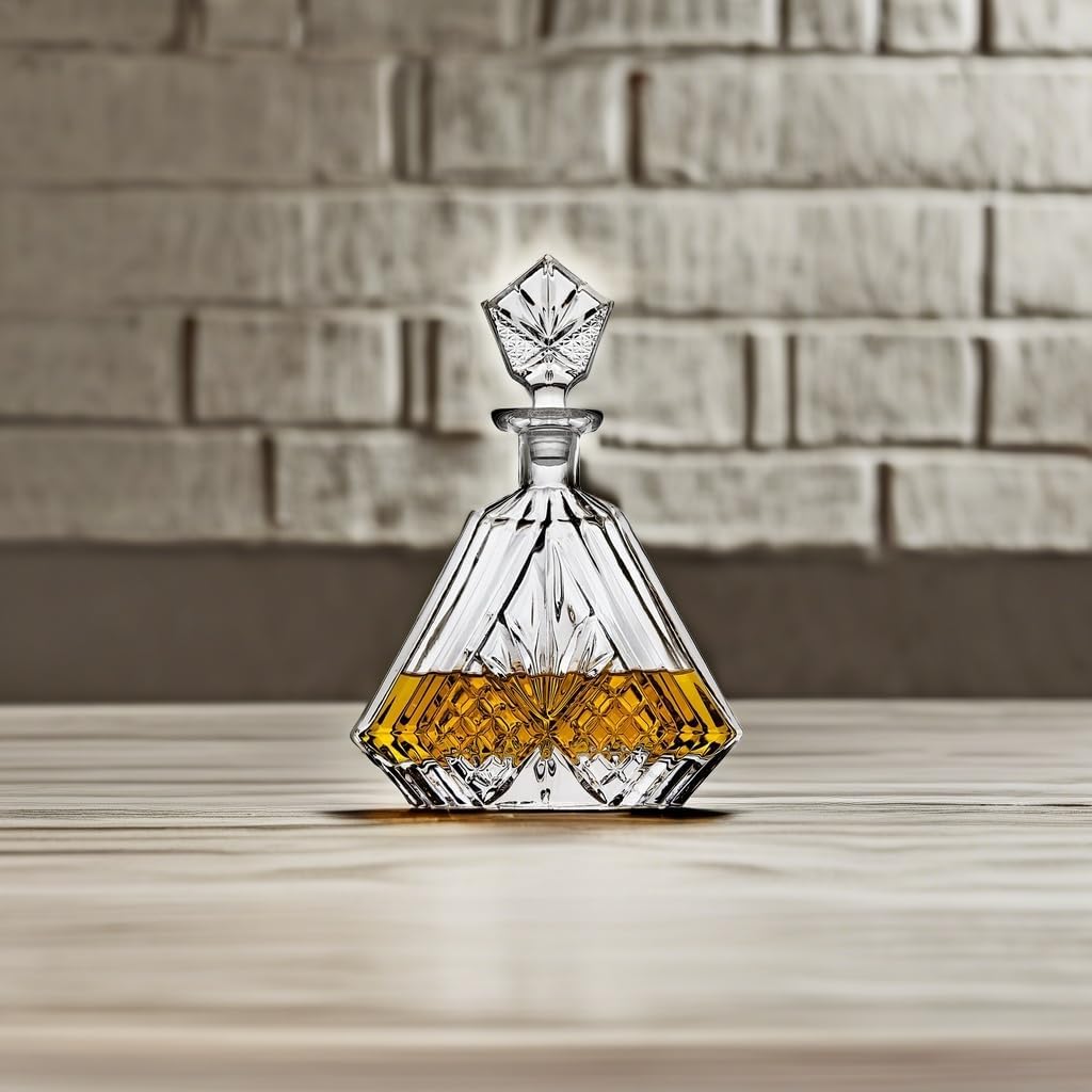 Whiskey Decanter for Liquor Scotch Bourbon or Wine, Irish cut Triangular - 750ml