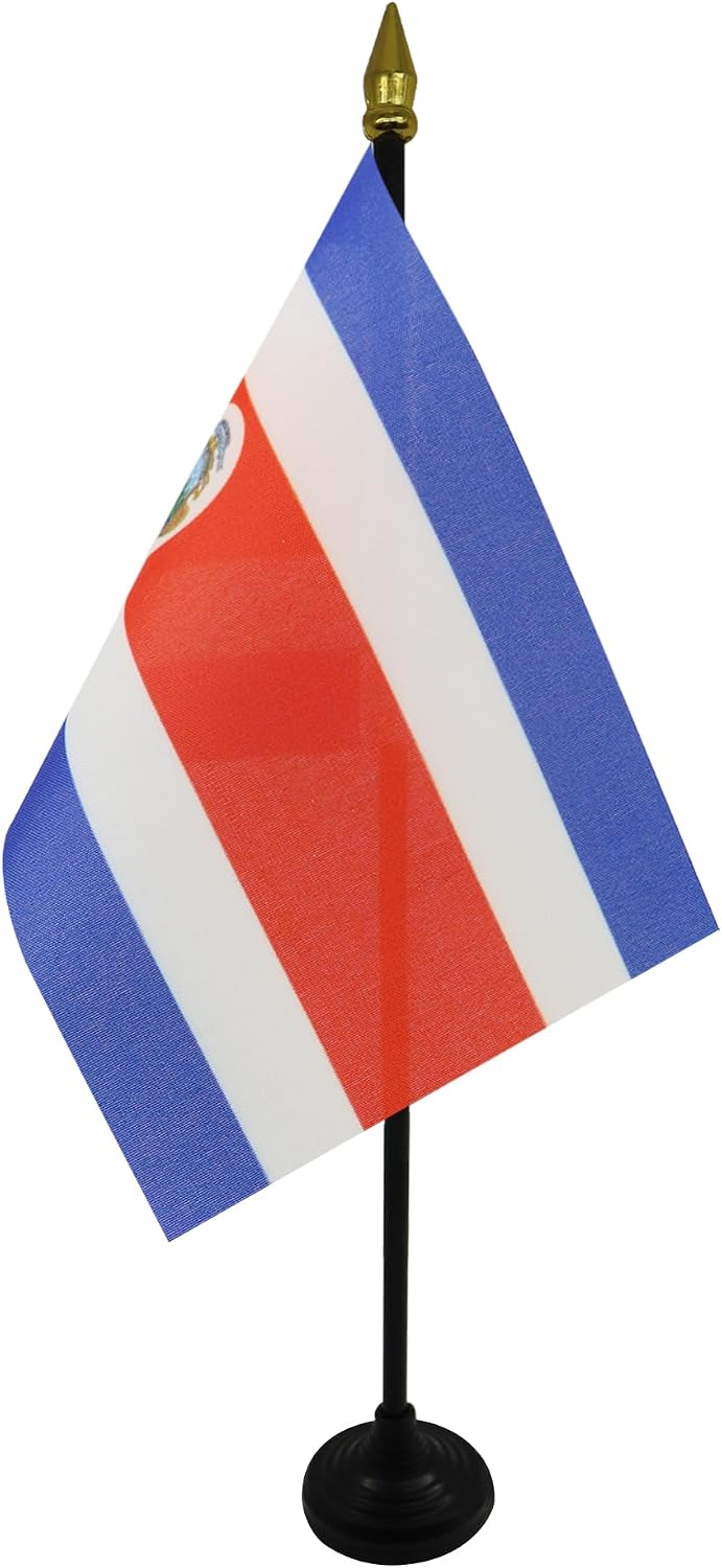 AZ FLAG Nicaragua Table Flag 4x6 in 100D Polyester Plastic Base | Indoor use Nicaraguan 15x10 cm desk flag stitched finish with reinforced edges with plastic pole and gold finial