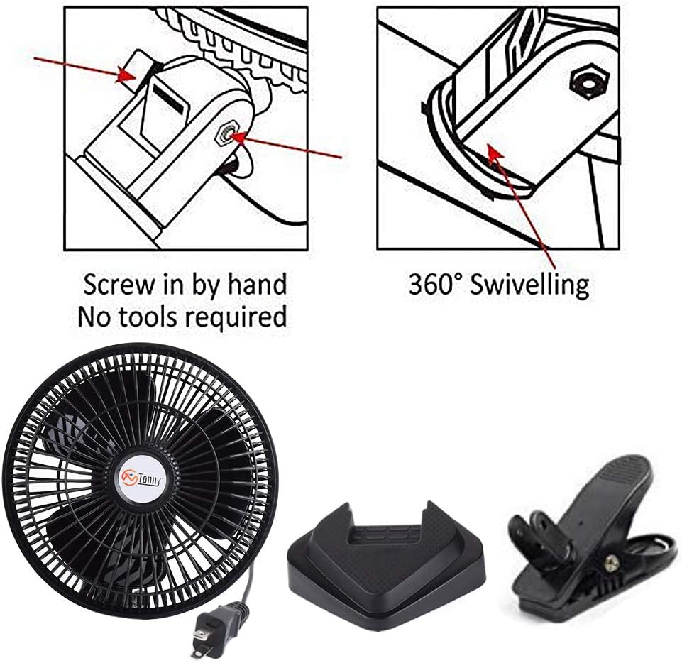 TN TONNY Convertible 6-Inch Desk & Clip on Fan, Two Quiet Speeds, Household Table Clip on Fans AC Personal Desktop Fans with 6 Feet Cord