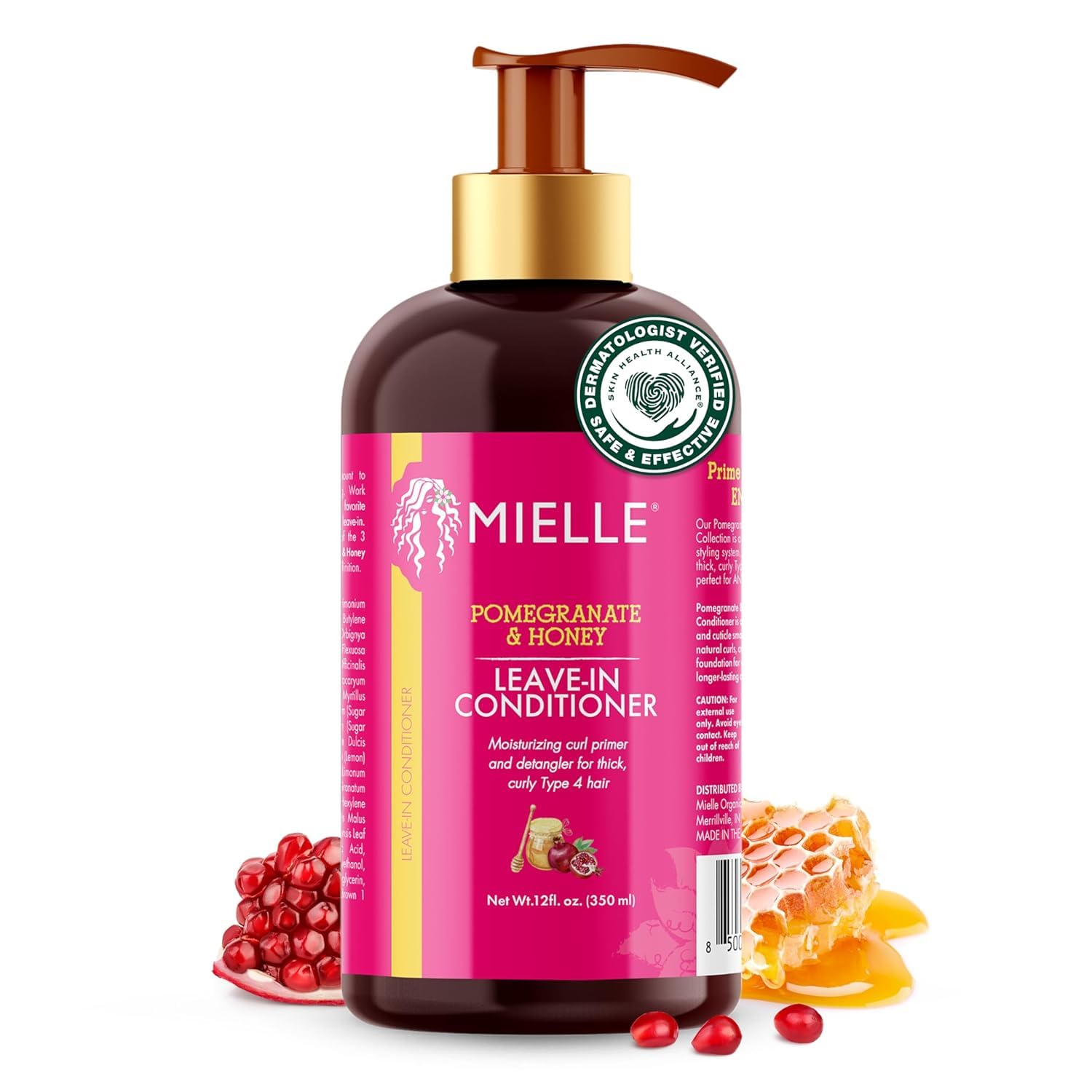 Mielle Organics Pomegranate & Honey Leave-In Conditioner for Curly Hair - Moisturizing Detangler & Curly Hair Treatment to Help Repair Damage