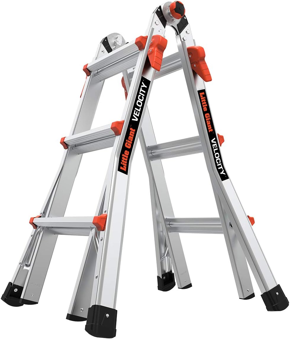 Little Giant Velocity, Aluminum Ladder, 14 ft Reach, 15413-001 | Telescoping Multi-Position Ladder with Extension, A-Frame, 90-Degree & Trestle Modes, 300 lbs. Rating