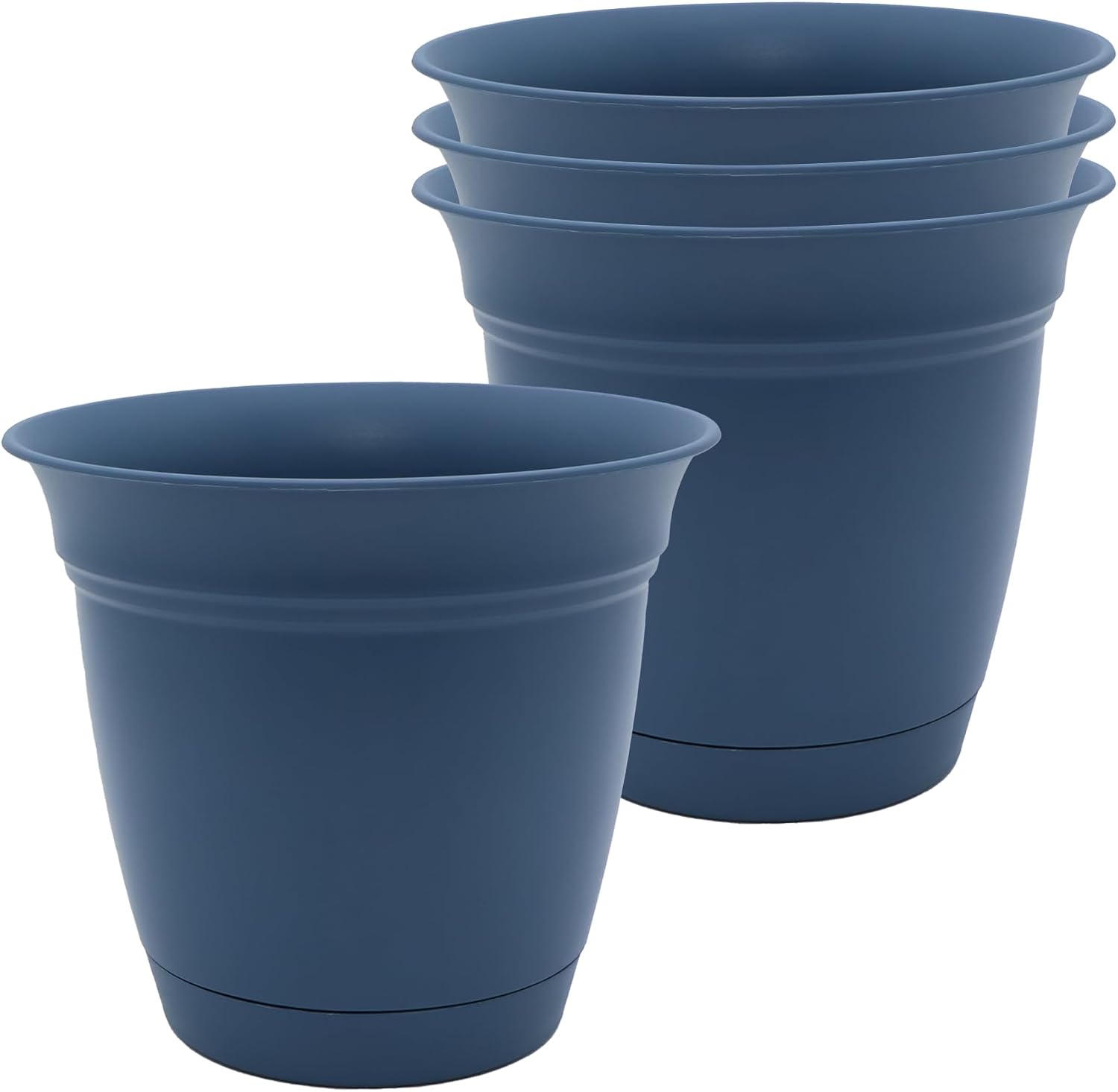 The HC Companies Eclipse Round Planter with Saucer - Outdoor & Indoor Plant Pot with Drainage Holes - Lightweight