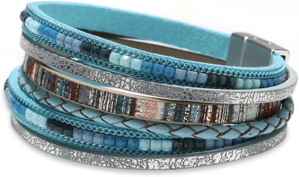 Fesciory Leather Wrap Bracelets for Women, Boho Western Layered Jewelry