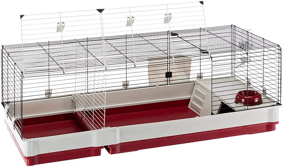 Ferplast Krolik XXL Rabbit Cage w/Wire Extension | Rabbit Cage Includes All Accessories & Measures 63.8L x 23.62W x 19.68H Inches | 1-Year Warranty