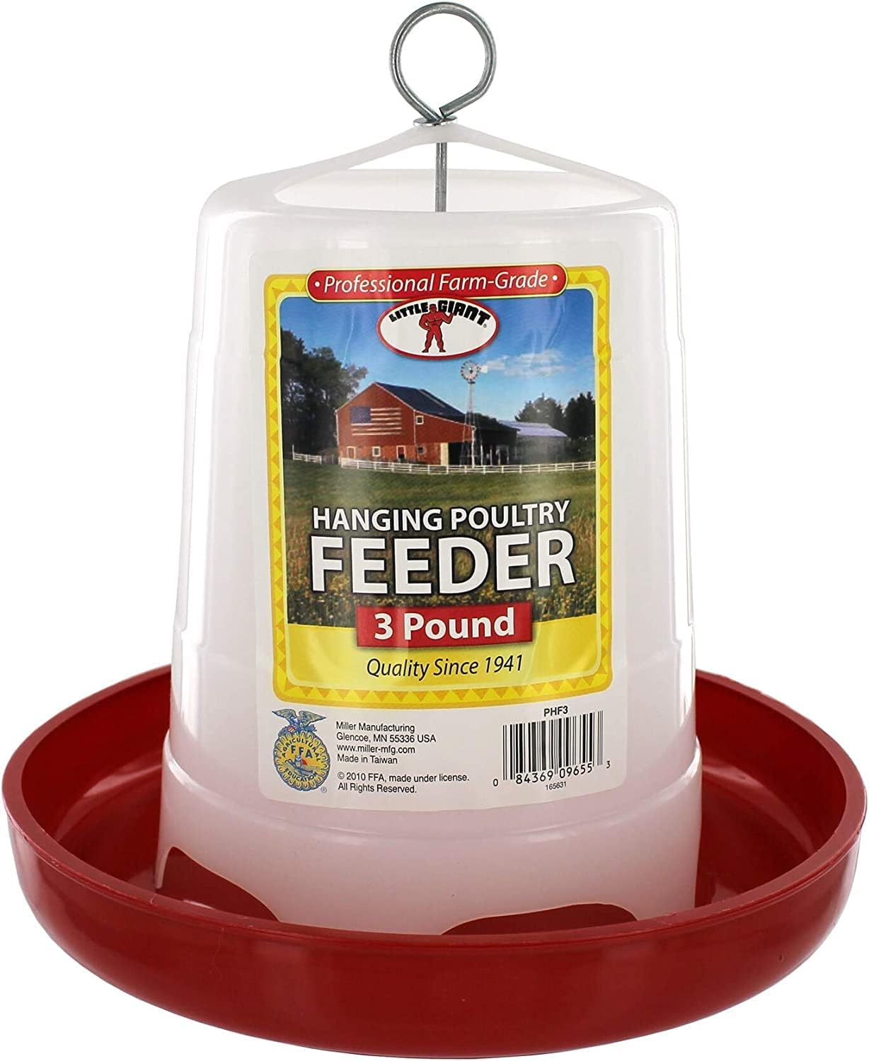 Little Giant® Plastic Hanging Poultry Feeder | Heavy Duty Automatic Feed Container for Poultry (Red, 3 Pound)