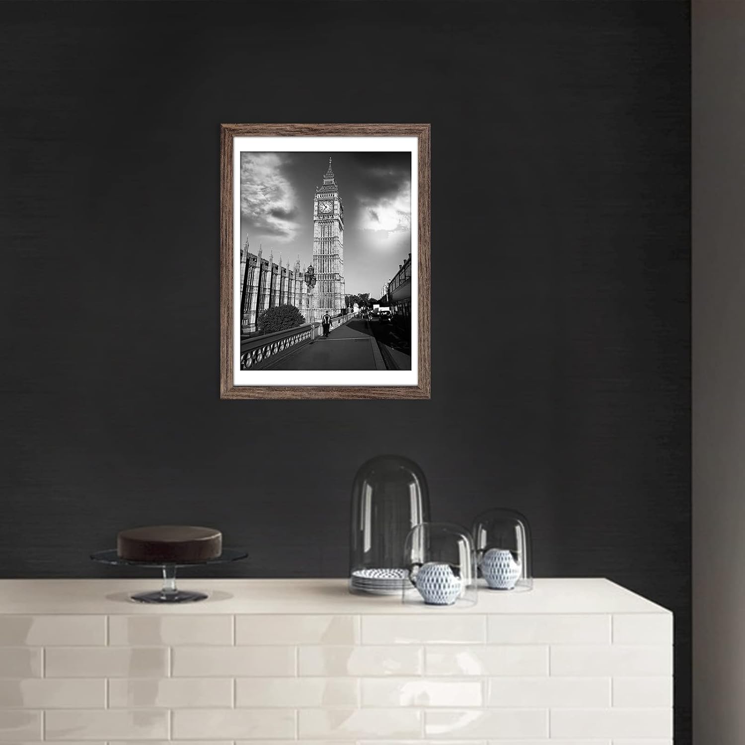 12x12 Picture Frame Matted to Fit Photos 8x8 or 12 x 12 Pictures Without Mat, 12 by 12 Square Solid Wood Black Picture Frames for Wall Mounting