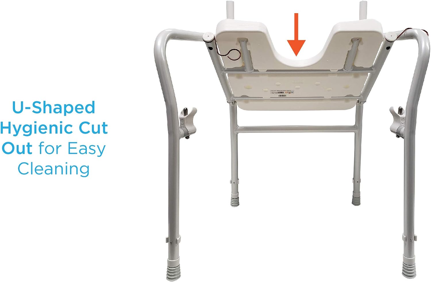 NOVA Medical Products Foldable Bath and Shower Chair with Arms and Back, U Shaped Front Design for Hygienic Cleaning, Seat Height Adjustable