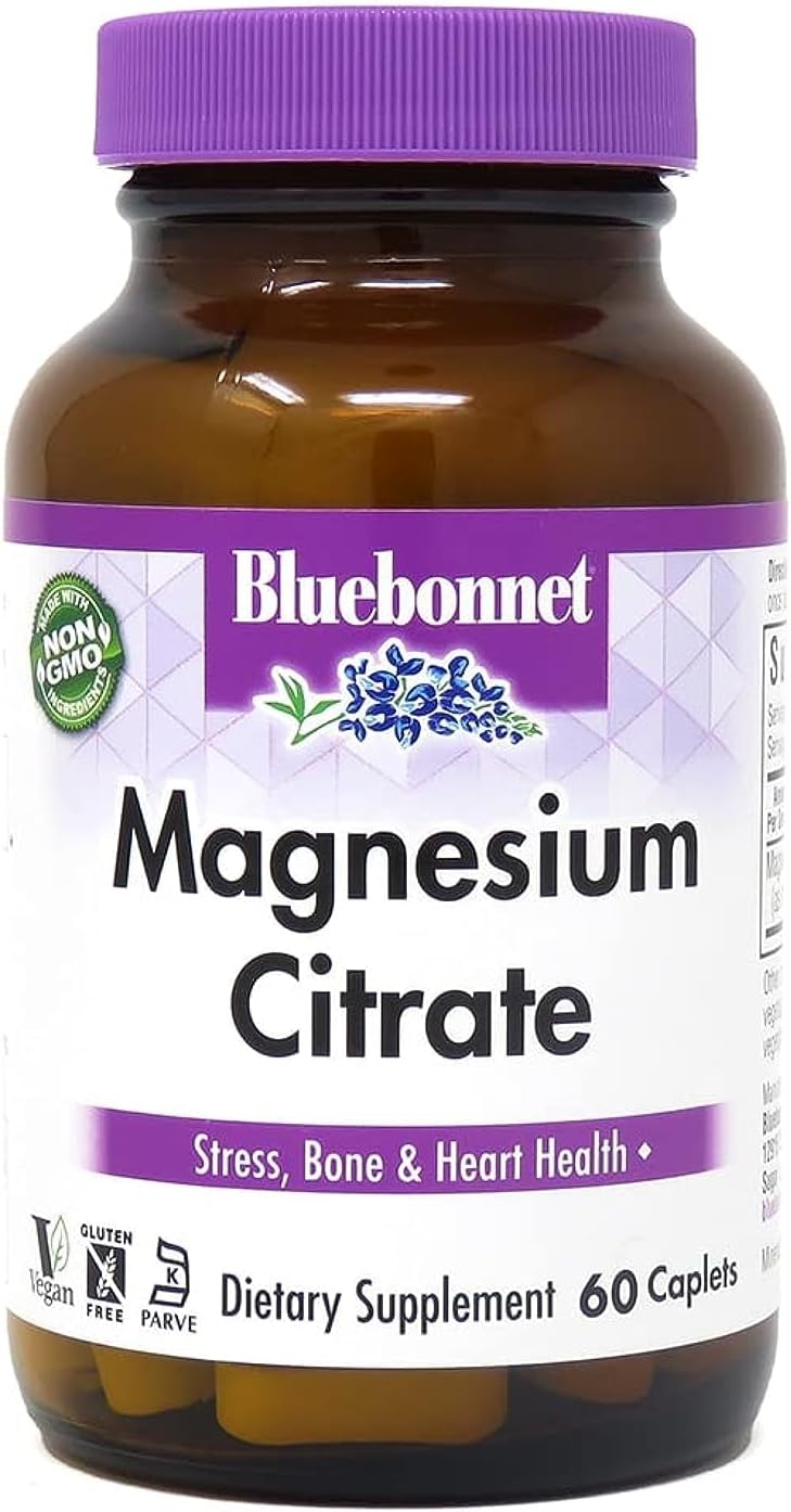 Bluebonnet Nutrition Magnesium Citrate, 400mg of Magnesium, Maximum Absorption, Supports Immune Health & Energy Production*, Soyfree, Gluten-Free, Non-GMO, Kosher, Dairy Free, Vegan, 120 Caplets | Supports Immune Health & Energy Production; Non-GMO, Vega…