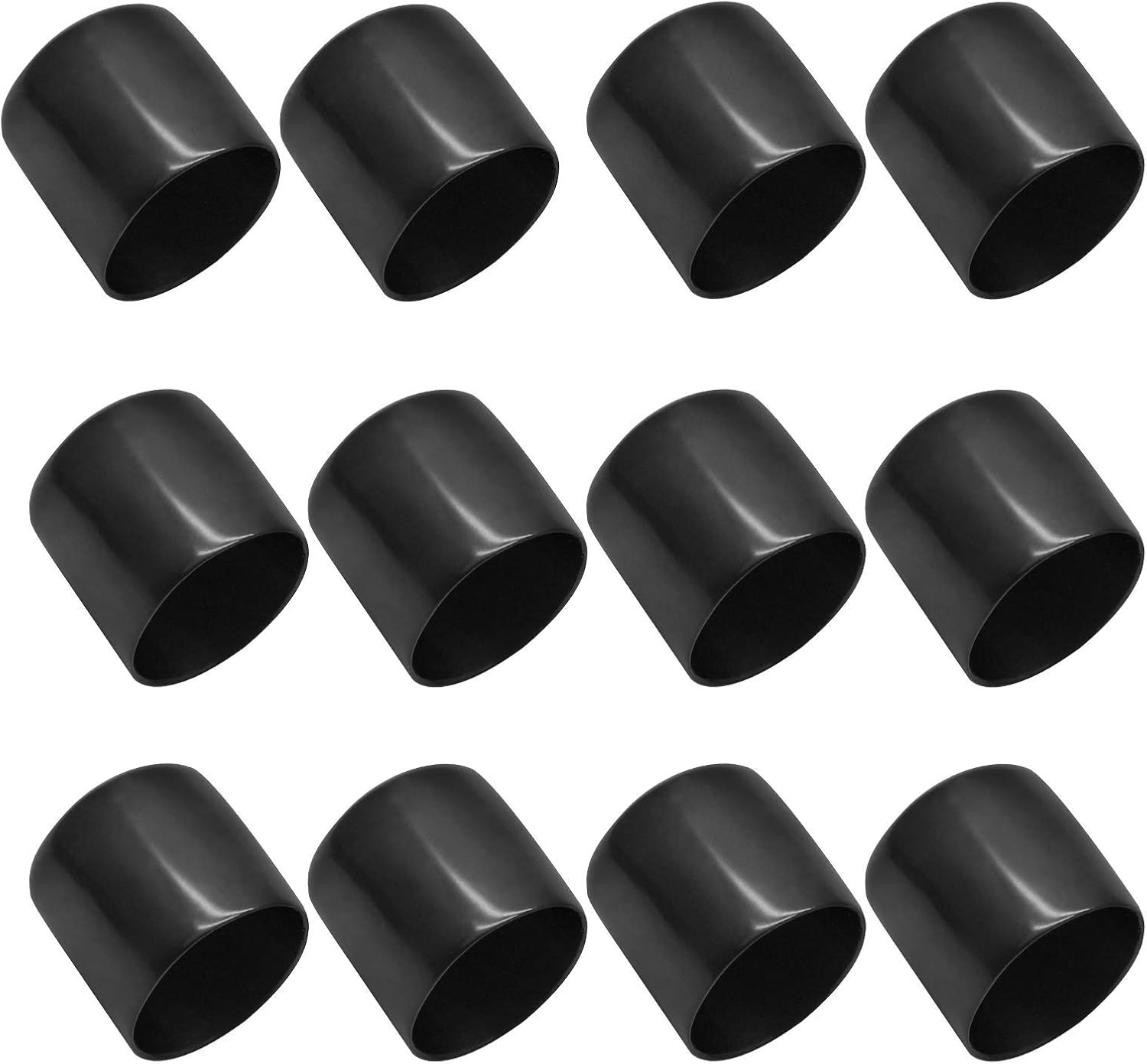 Bonsicoky 12Pcs Round Rubber End Caps 5/8" (16mm) ID, Black