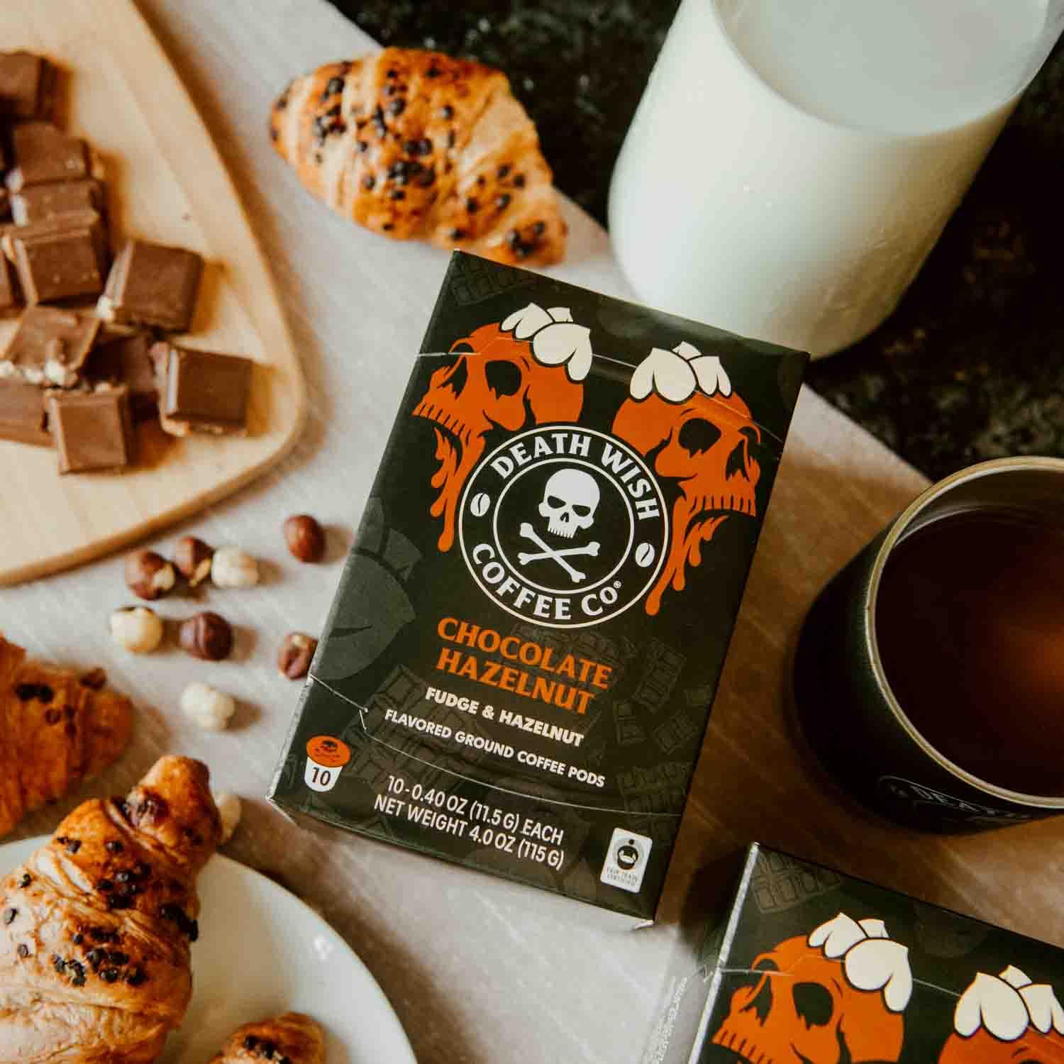 Death Wish Coffee Dark Roast Single Serve Coffee Pods, Organic, 50 Count | Fair Trade Arabica & Robusta, Baker's Chocolate & Cherry Notes, Low Acidity, Heavy Smooth Body, Bold & Intense