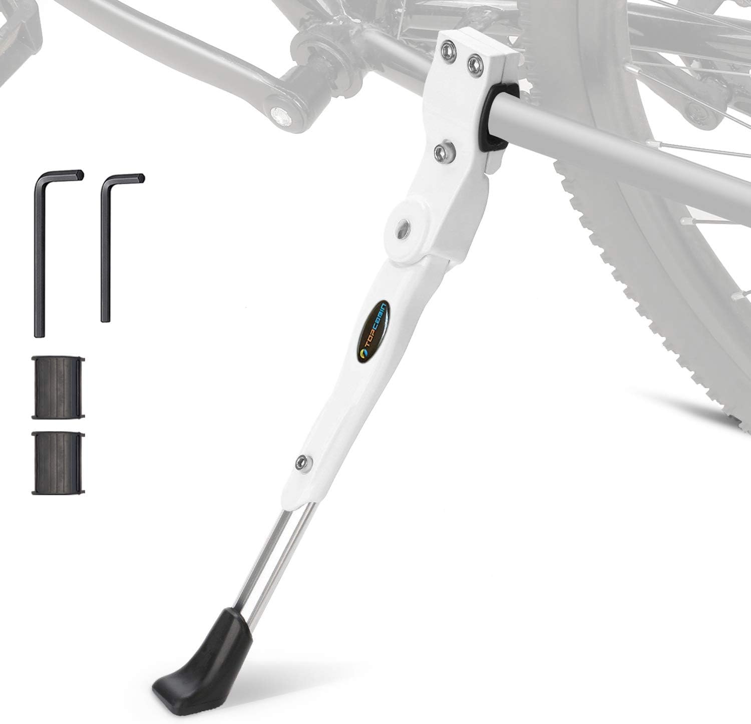 TOPCABIN Bike Kickstand Adjustable Aluminium Alloy Bicycle Kickstand Bike Side Kickstand Fit for 22" 24" 26" 28" Mountain Bike Road cycling/BMX/MTB (Black for 22-24-26-27-28 inch bike)