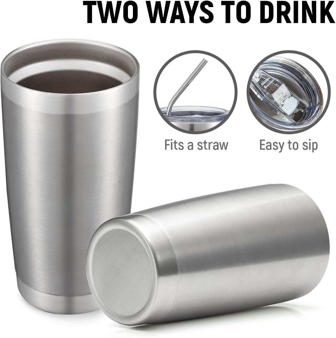 COMOOO 20oz Double Wall Vacuum Insulated Travel Mug