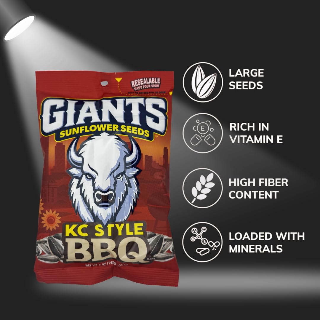 GIANTS Original Sunflower Seeds - Sunflower Seeds to Eat, Sunflower Seeds Bulk, Lightly Salted Sunflower Seeds for Eating, High Protein Snack - 5.75 oz Resealable Bags (Case of 12)