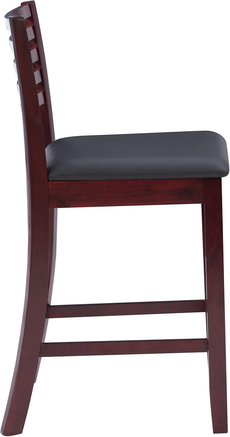 Linon Triena Collection Ladder Counter 24 Stool, 17"W x 20"D x 37"H, Espresso