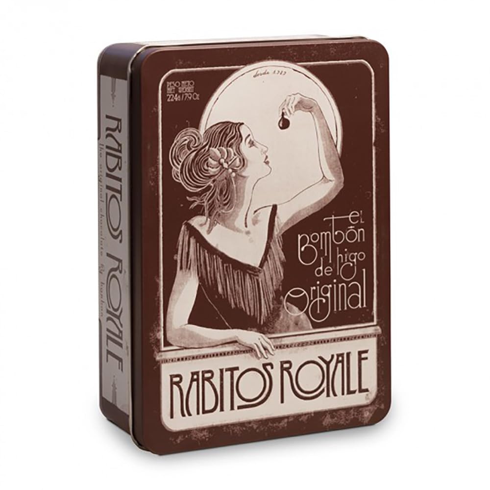 Rabitos Royale - 14 Piece Dark Chocolate Covered Fig Bonbons - 30th Anniversary Vintage Tin Box (248g / 8.75oz)